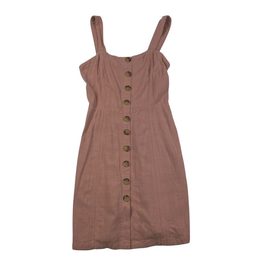 Aeropostale Button Front Linen Blend Dress Pink Size Small